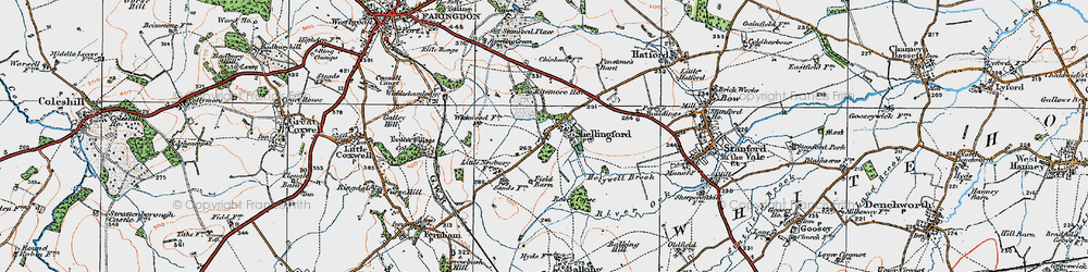 Old map of Shellingford in 1919