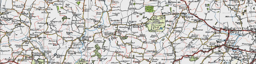 Old map of Shellow Bowells in 1919