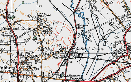 Old map of Shelwick in 1920