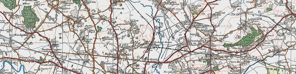 Old map of Shelwick Green in 1920
