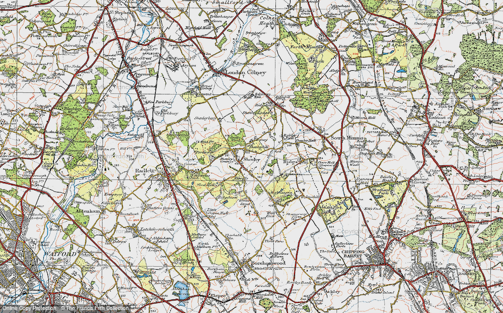 Old Map of Shenley, 1920 in 1920