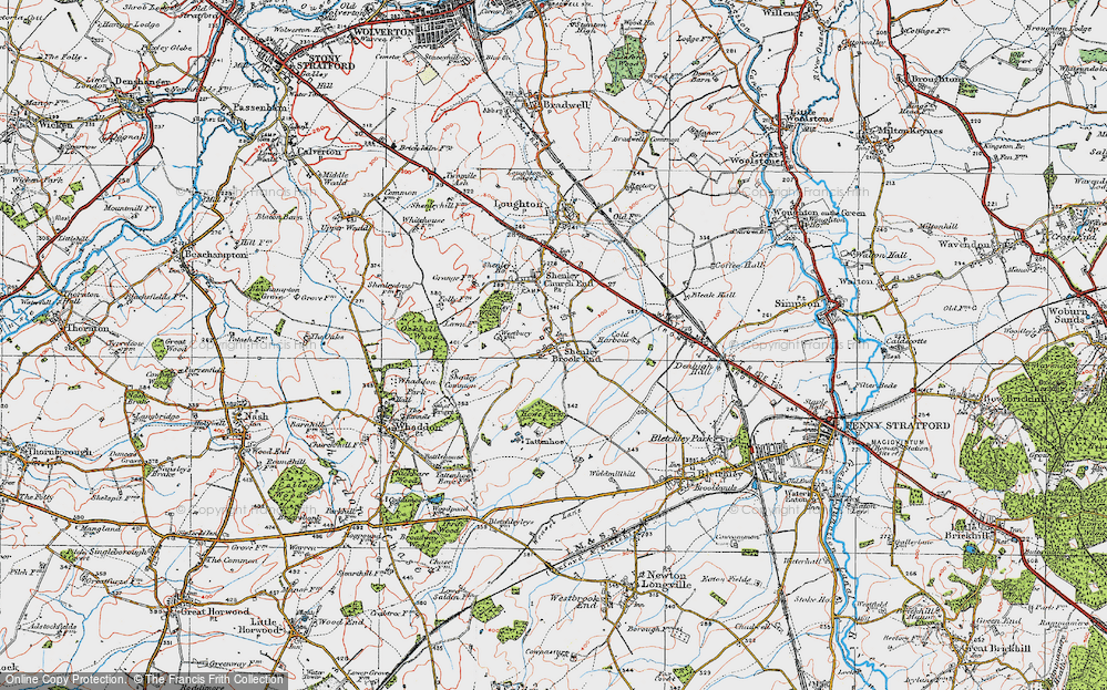 Old Map of Shenley Brook End, 1919 in 1919