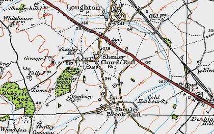 Old map of Shenley Church End in 1919