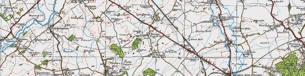 Old map of Shenley Church End in 1919