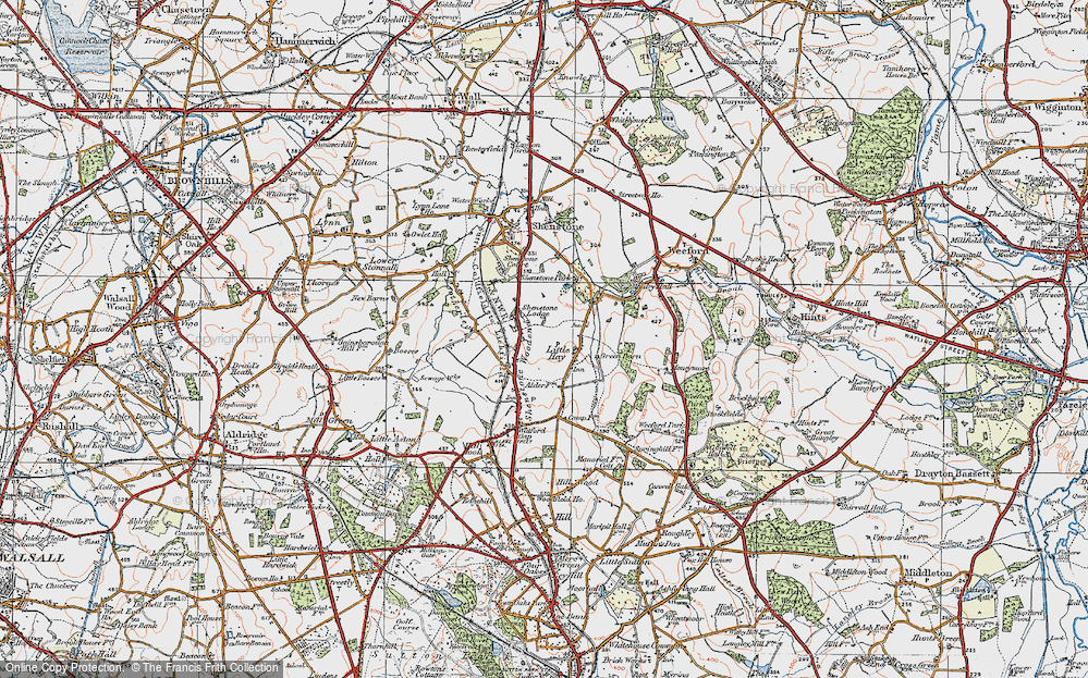 Old Map of Historic Map covering Shenstone Lodge School in 1921