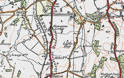 Old map of Shenstone Woodend in 1921