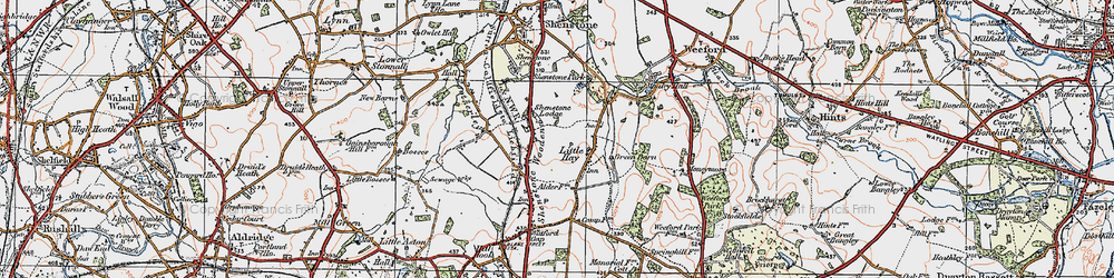 Old map of Shenstone Woodend in 1921