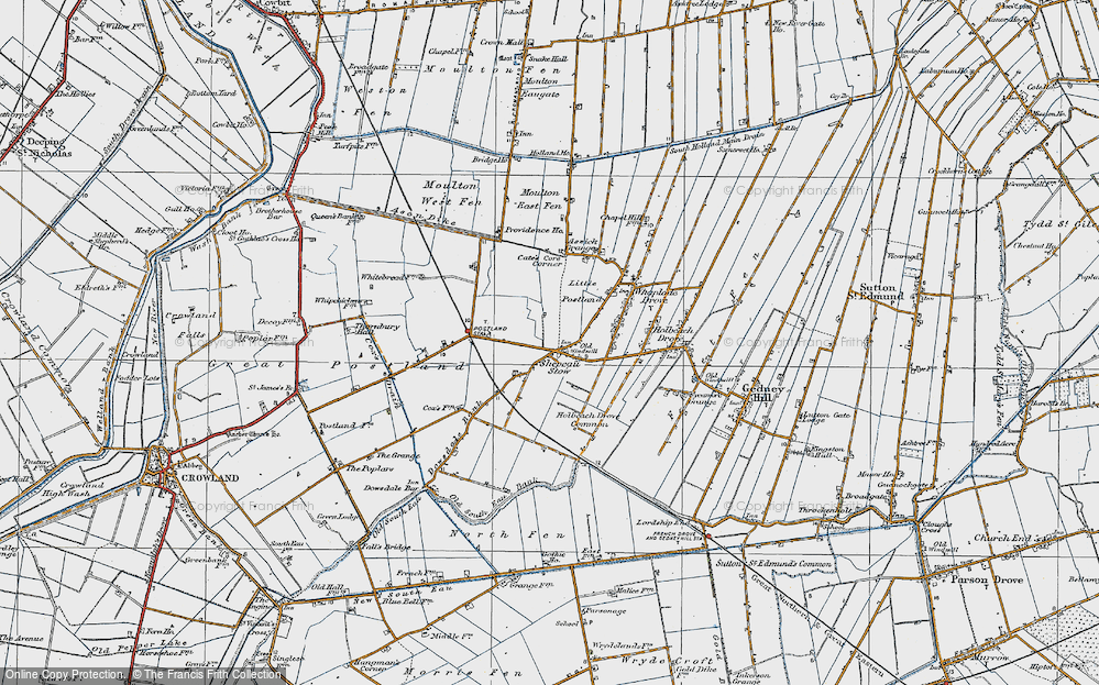 Old Map of Shepeau Stow, 1922 in 1922