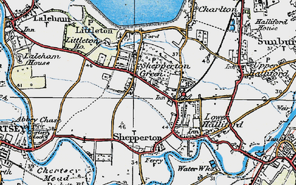 Old map of Shepperton Green in 1920