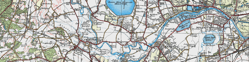 Old map of Shepperton Green in 1920