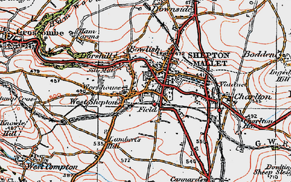 Old map of Shepton Mallet in 1919