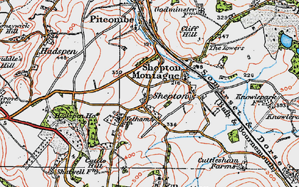 Old map of Shepton Montague in 1919