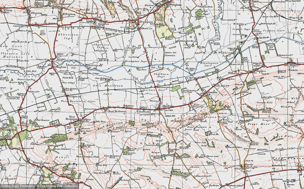 Old Map of Historic Map covering Brompton Ings in 1925