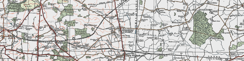 Old map of Sherburn in Elmet in 1924