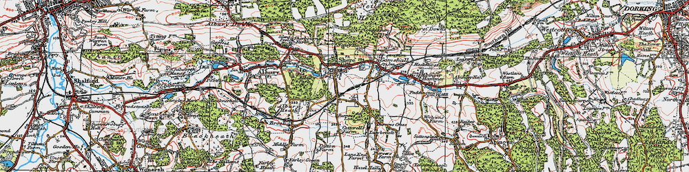 Old map of Shere in 1920