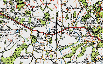 Old map of Sherfield English in 1919