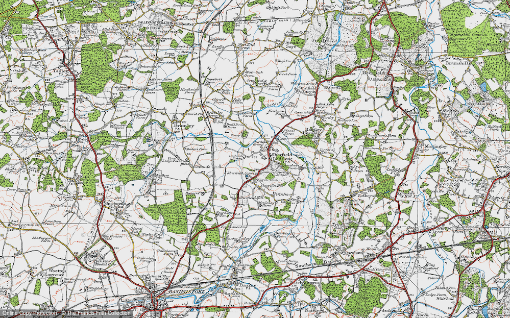 Old Map of Sherfield on Loddon, 1919 in 1919