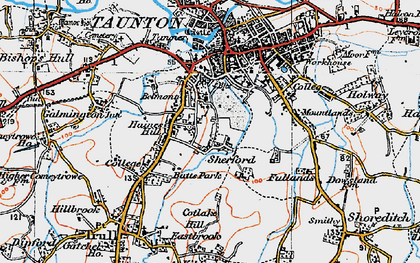 Old map of Sherford in 1919
