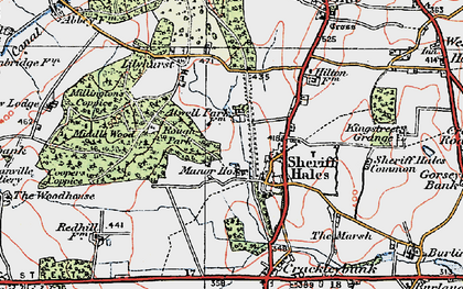 Old map of Sheriffhales in 1921