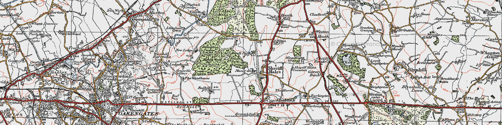Old map of Sheriffhales in 1921