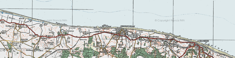 Old map of Sheringham in 1922