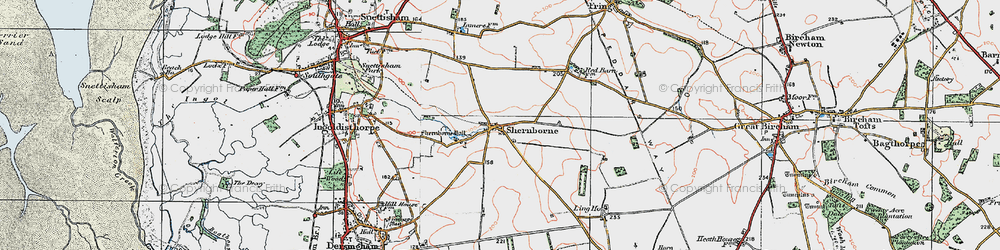 Old map of Shernborne in 1921