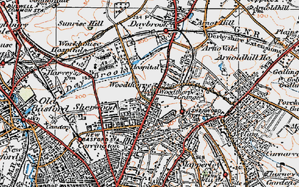 Old map of Sherwood in 1921