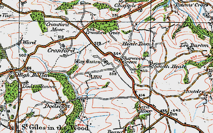 Old map of Barn Down in 1919