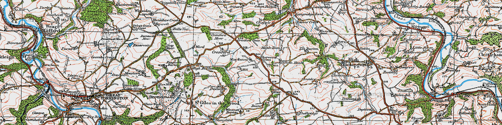 Old map of Sherwood Green in 1919
