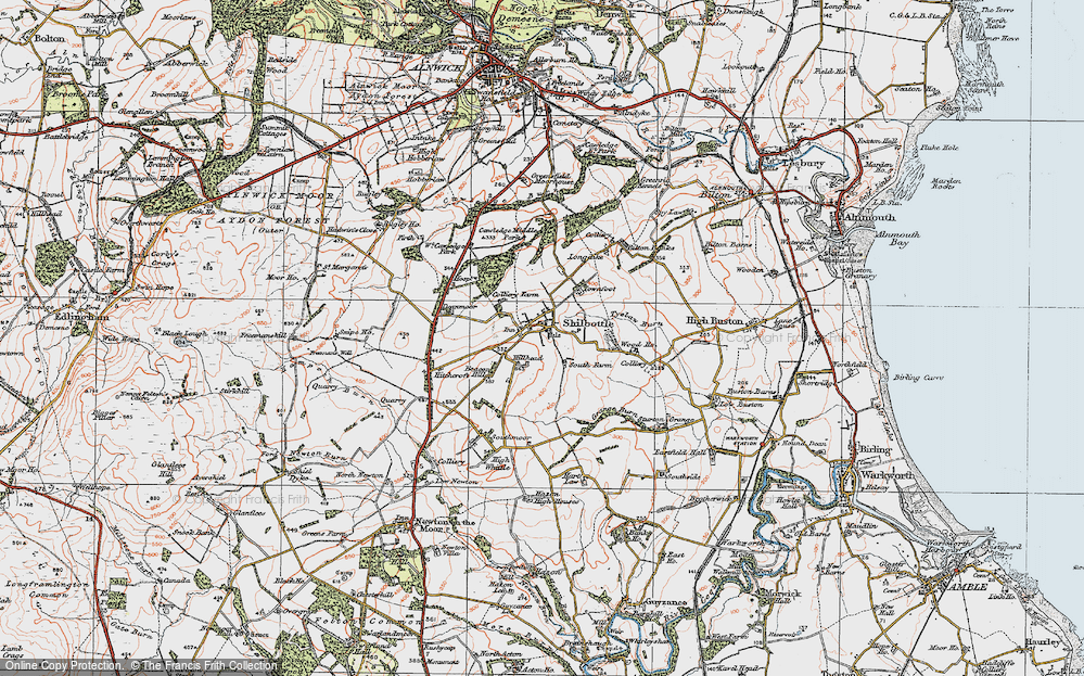 Old Map of Shilbottle, 1925 in 1925