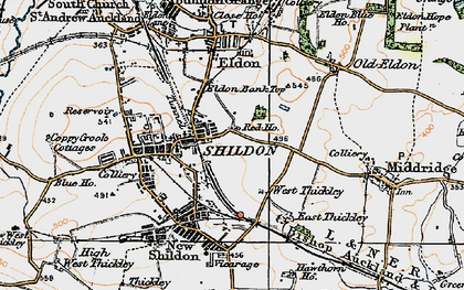Old map of Shildon in 1925