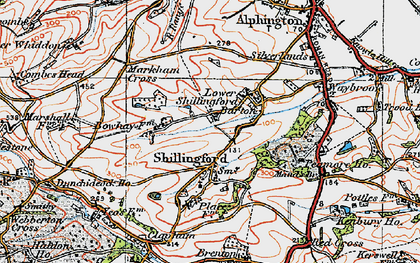 Old map of Shillingford Abbot in 1919