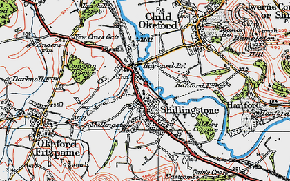 Old map of Shillingstone in 1919