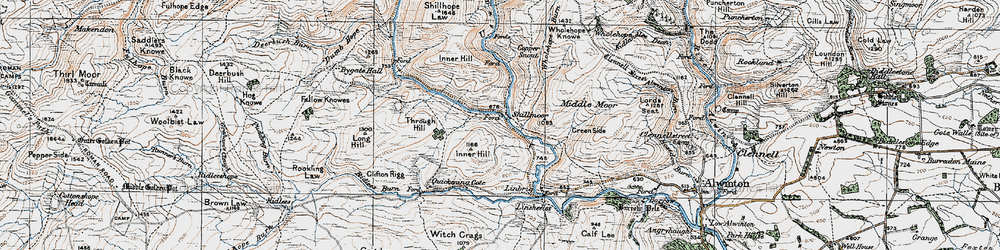 Old map of Wholehope Burn in 1926