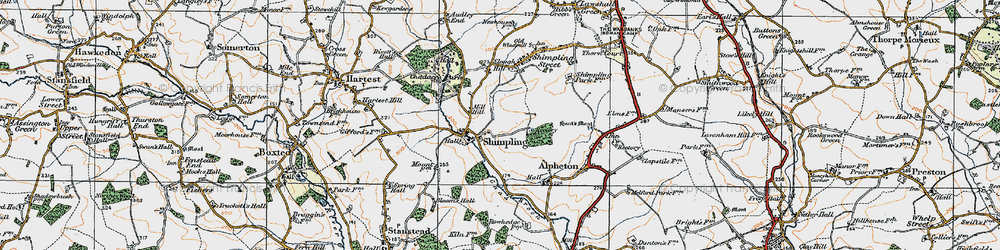 Old map of Shimpling in 1921