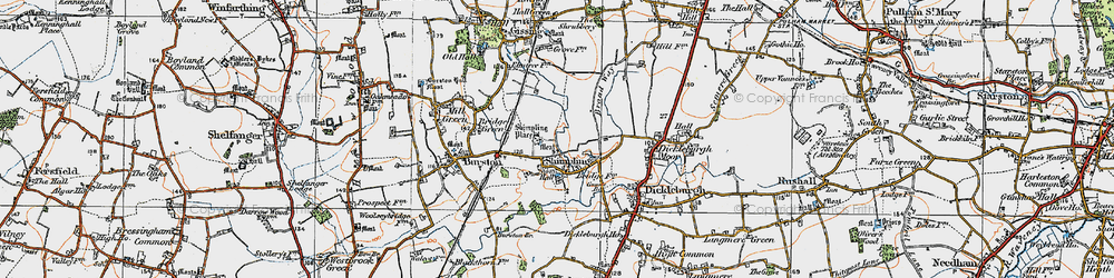 Old map of Shimpling in 1921