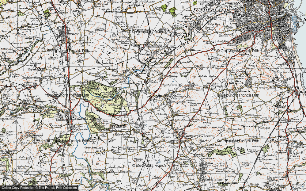 Old Map of Shiney Row, 1925 in 1925