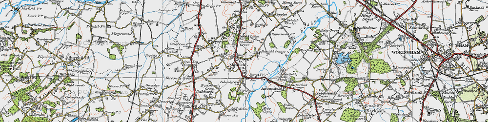 Old map of Shinfield in 1919