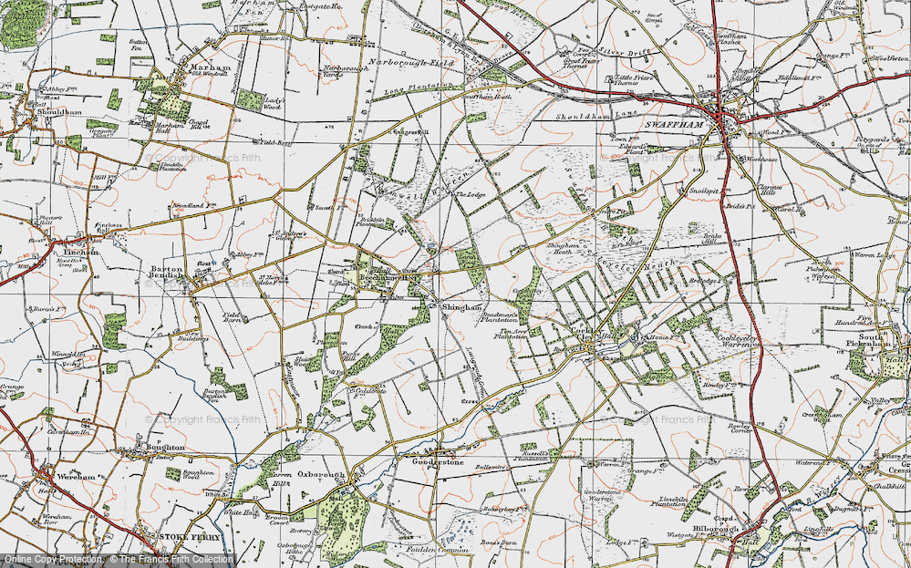 Old Map of Shingham, 1921 in 1921