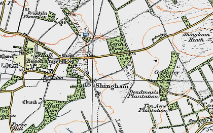 Old map of Shingham in 1921