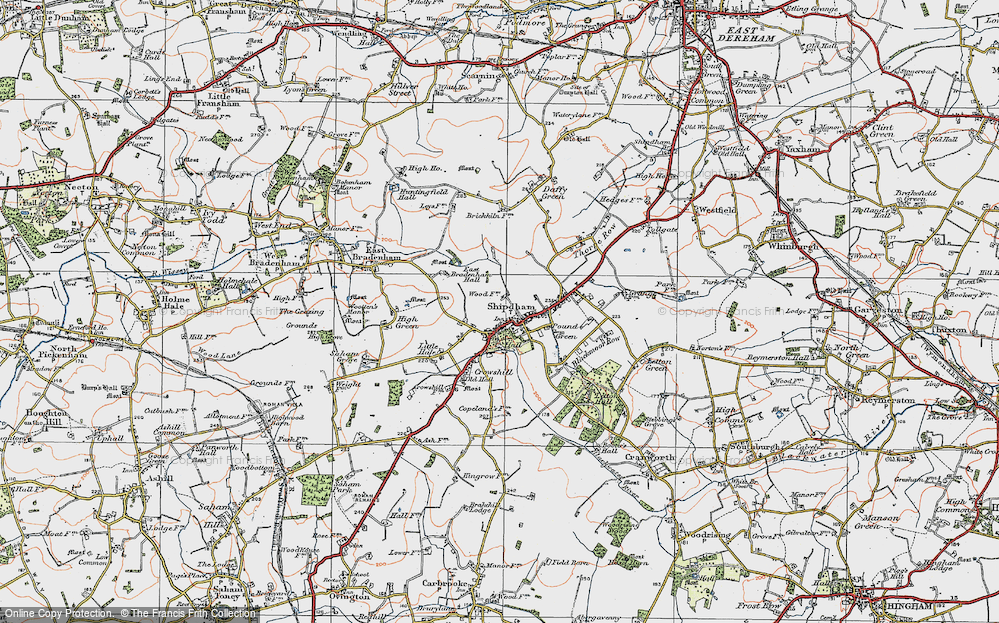 Old Map of Shipdham, 1921 in 1921
