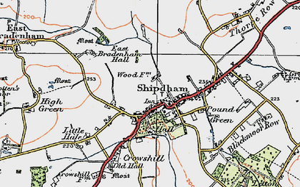Old map of Shipdham in 1921
