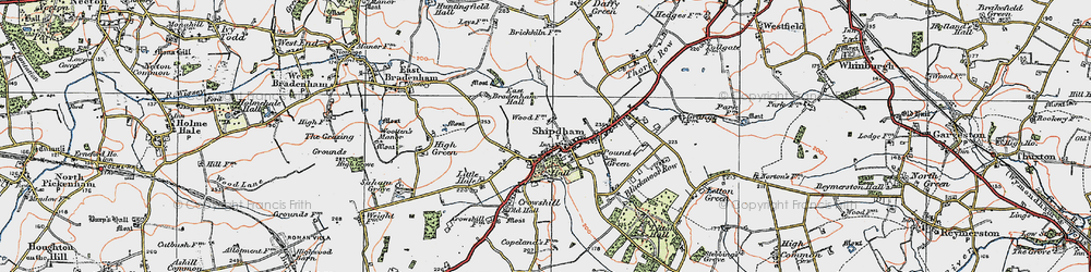 Old map of Shipdham in 1921