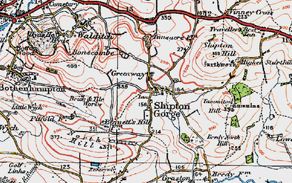 Old map of Bredy North Hill in 1919