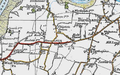 Old map of Shipton Green in 1919