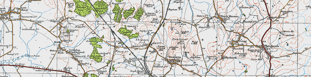 Old map of Bernwood Jubilee Way in 1919