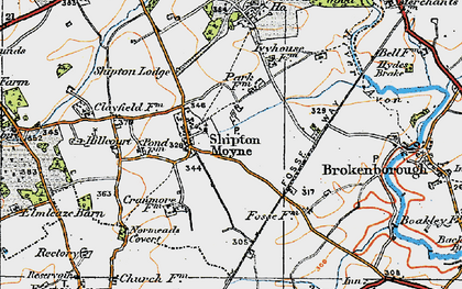 Old map of Shipton Moyne in 1919