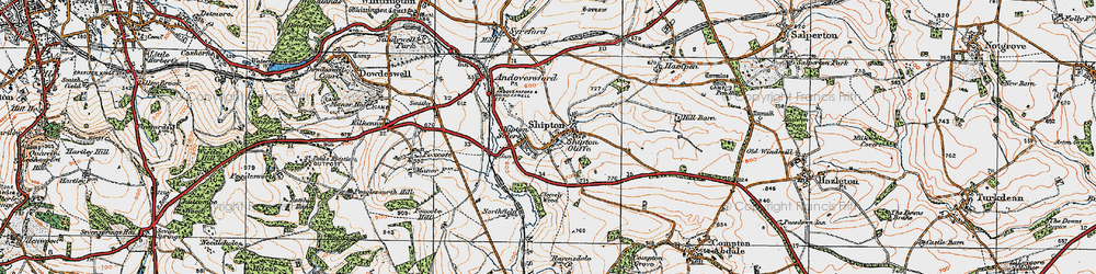 Old map of Shipton Oliffe in 1919