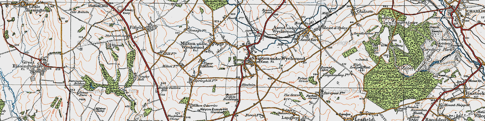 Old map of Shipton under Wychwood in 1919
