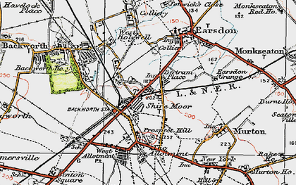 Old map of Shiremoor in 1925